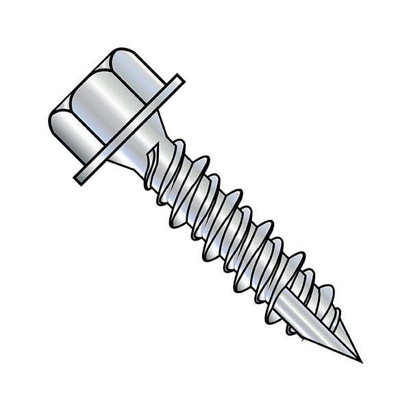 #10-14 x 1 in Hex Hex Machine Screw, Plain Steel, 2500 PK