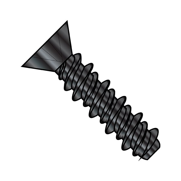 Sheet Metal Screw, #8-18 x 3/4 in, Zinc Black Steel Flat Head Phillips Drive, 10000 PK