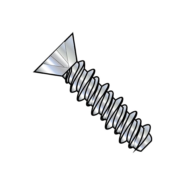 Sheet Metal Screw, #8-18 x 5/8 in, Zinc Plated Steel Flat Head Phillips Drive, 10000 PK
