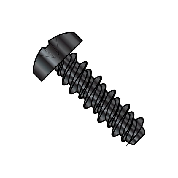 Sheet Metal Screw, #8-18 x 3/8 in, Zinc Black Steel Pan Head Phillips Drive, 10000 PK