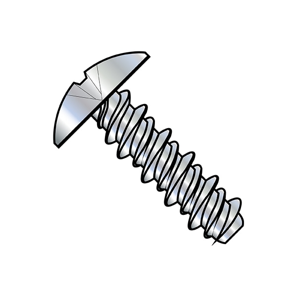 Sheet Metal Screw, #10 x 1/2 in, Zinc Plated Steel Truss Head Phillips Drive, 8000 PK