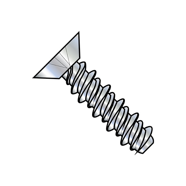 Sheet Metal Screw, #8-18 x 3/8 in, Zinc Plated Steel Flat Head Phillips Drive, 10000 PK