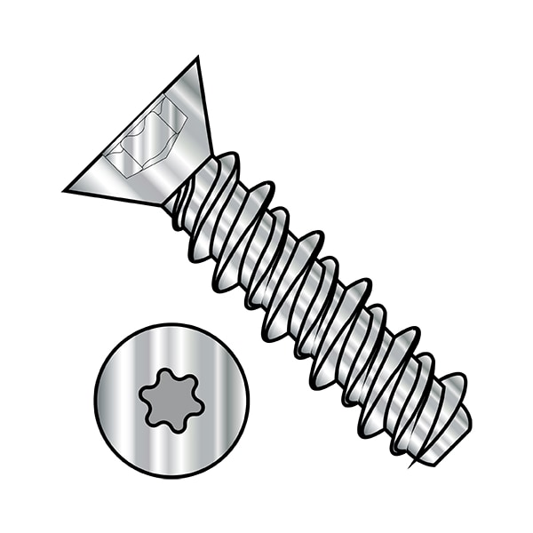 Sheet Metal Screw, #6-19 x 5/8 in, Stainless Steel Flat Head Torx Drive, 5000 PK