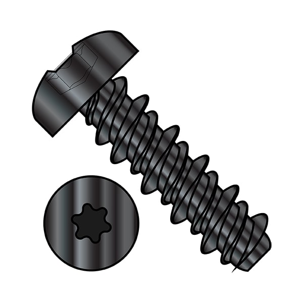 Sheet Metal Screw, #8-18 x 3/4 in, Zinc Black Steel Pan Head Torx Drive, 8000 PK
