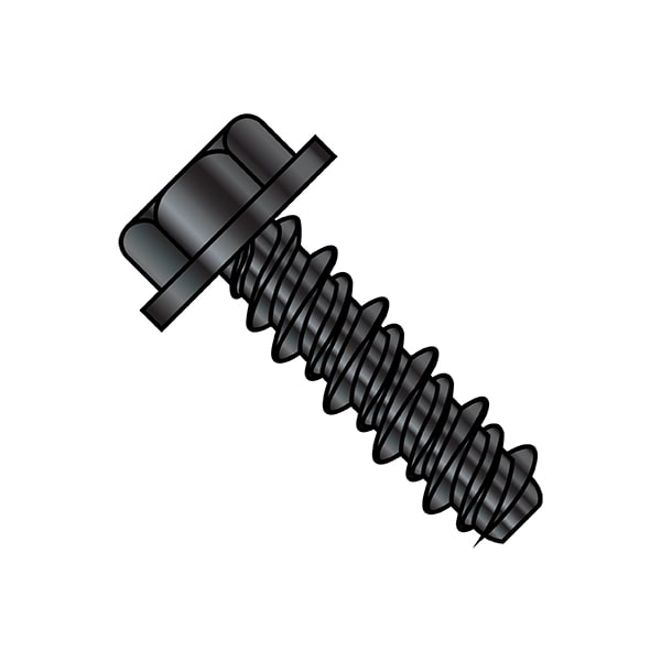 Sheet Metal Screw, #10-16 x 1/2 in, Black Oxide Steel Flange Hex Head External Hex Drive, 8000 PK