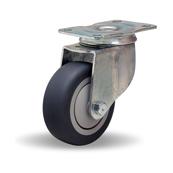 General Utility Swivel Caster, 3 1/2" x 1 1/4" Versa-Tech Gray Rubber (65A) on Polyolefin Wheel