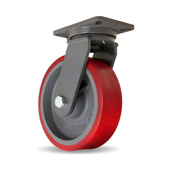 Champion Swivel Caster, 10" x 3" Ultralast Polyurethane (95A) on Cast Iron Wheel
