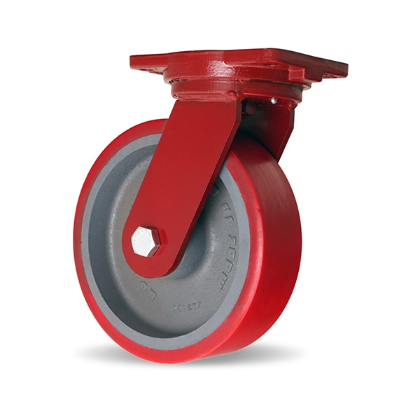 Extra Heavy Duty Swivel Caster, 10" x 3" Ultralast Polyurethane (95A) on Cast Iron Wheel