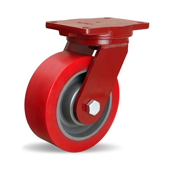 Extra Heavy Duty Swivel Caster, 8" x 3" Super Ultralast Premium Polyurethane on Forged Steel Wheel