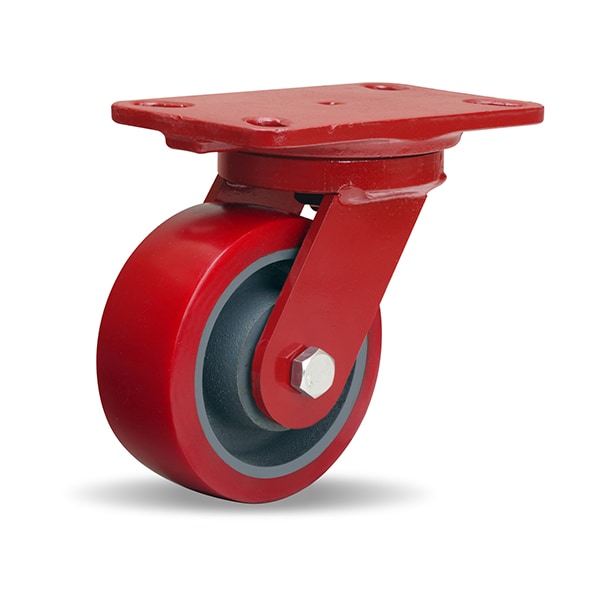 Heavy Service Swivel Caster, 5" x 2" Ultralast Premium Polyurethane (95A) on Forged Steel Wheel