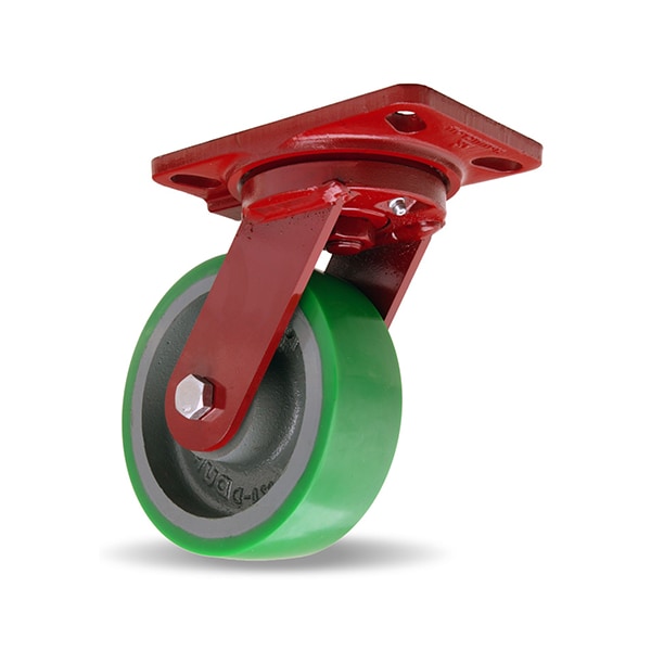 Heavy Service Swivel Caster, 6" x 2" Duralast Polyurethane Wheels, 1/2" Precision Tapered Bearings
