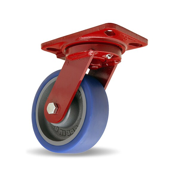 Heavy Service Swivel Caster, 6" x 2" Ergo-Glide Wheel (85A), 1/2" Precision Tapered Bearing