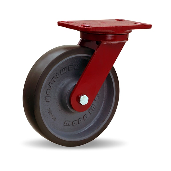 Heavy Service Swivel Caster, 8" x 2" Duralast XC Polyurethane (70D) on Cast Iron Wheel