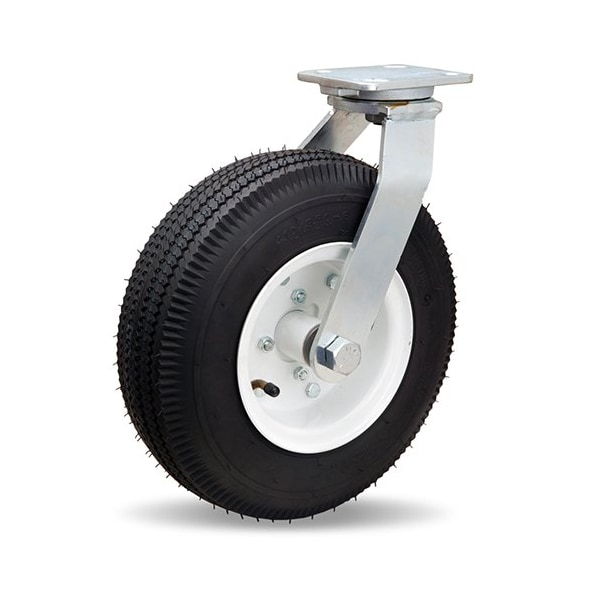Zinc Plated Cush-N-Aire Swivel Caster, 12" Pneumatic Air-Filled Tire, 1" Straight Roller Bearing