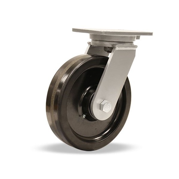 Champion Swivel Caster, 10" x 2-1/2" Phenolic Wheel, 1" Straight Roller Bearing, Foot Brake