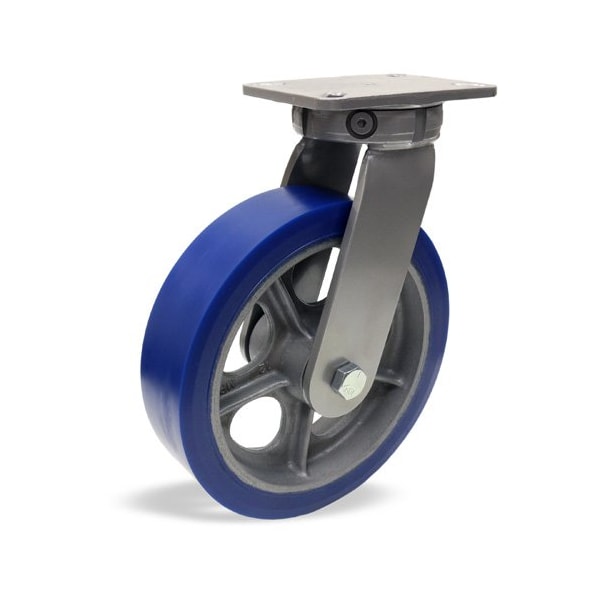 Champion Swivel Caster, 10"X3" Ergo-Glide XT 1" thick Poly Cast Iron Wheel