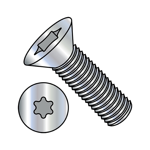 M6-1.00 x 45 mm Torx Flat Machine Screw, Zinc Plated Steel, 2000 PK
