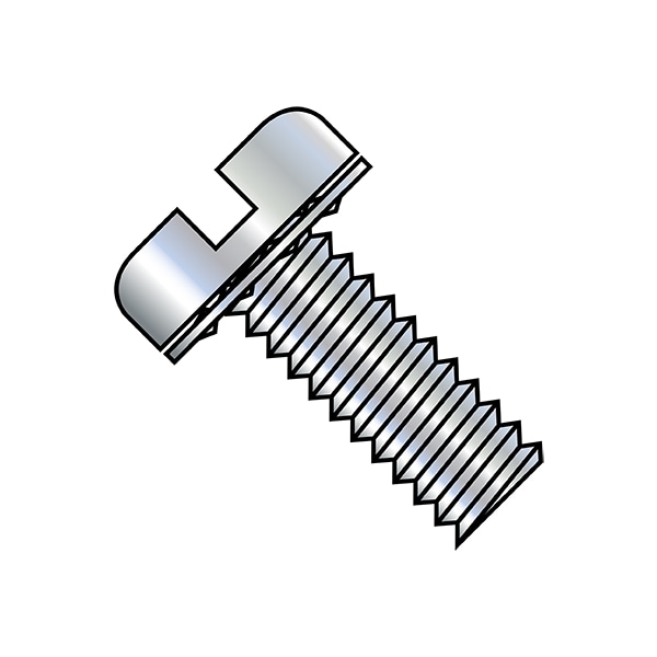 #10-24 x 1/2 in Slotted Pan Machine Screw, Zinc Plated Steel, 5000 PK