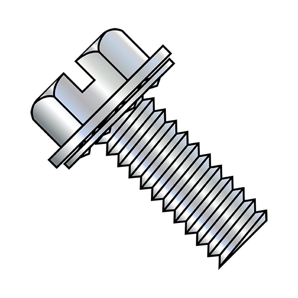 #10-32 x 1/2 in Slotted Flange Hex Machine Screw, Zinc Plated Steel, 5000 PK