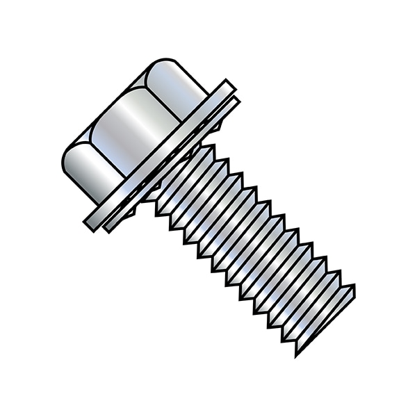 #10-32 x 1/2 in Hex Hex Machine Screw, Zinc Plated Steel, 5000 PK