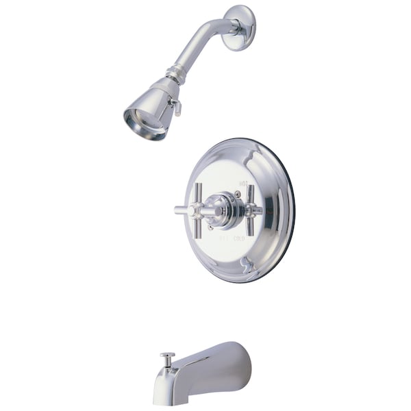 Tub and Shower Faucet, Standard, 3, Wall Mount, Polished Chrome