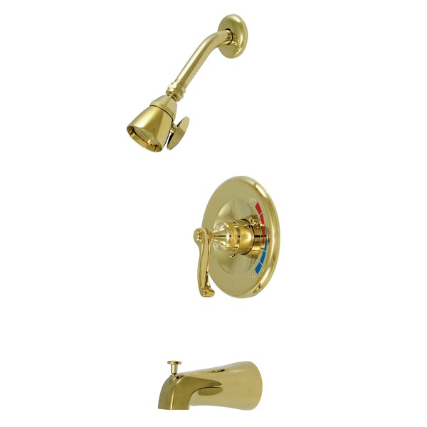 Tub and Shower Faucet, Polished Brass, Wall Mount
