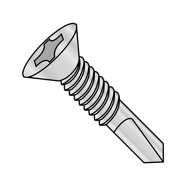 #12-24 x 1-5/8 in Phillips Flat Machine Screw, Plain Steel, 1500 PK
