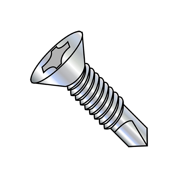 #12-24 x 1-5/8 in Phillips Flat Machine Screw, Zinc Plated Steel, 1500 PK