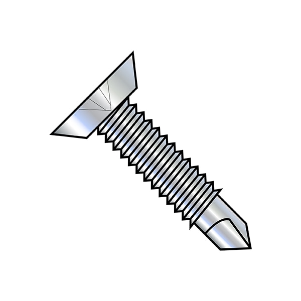 #10-24 x 1 in Phillips Flat Machine Screw, Zinc Plated Steel, 3000 PK