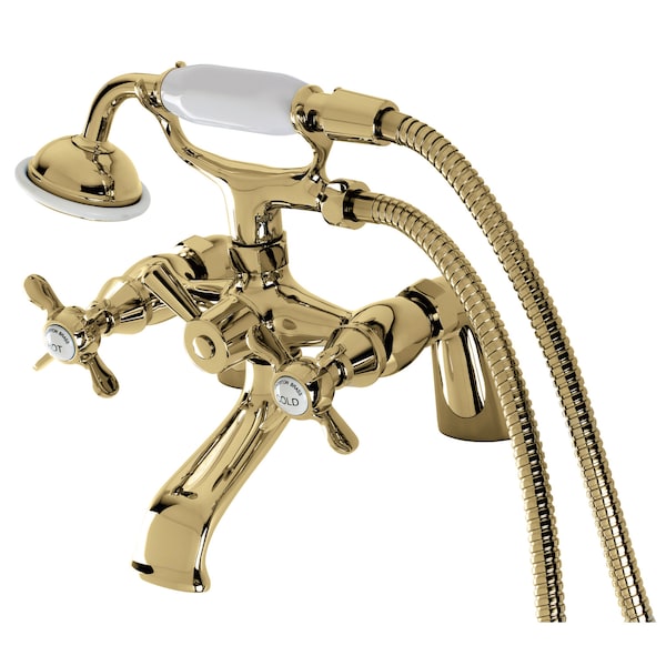 Deck-Mount Clawfoot Tub Faucet, Polished Brass, Deck Mount