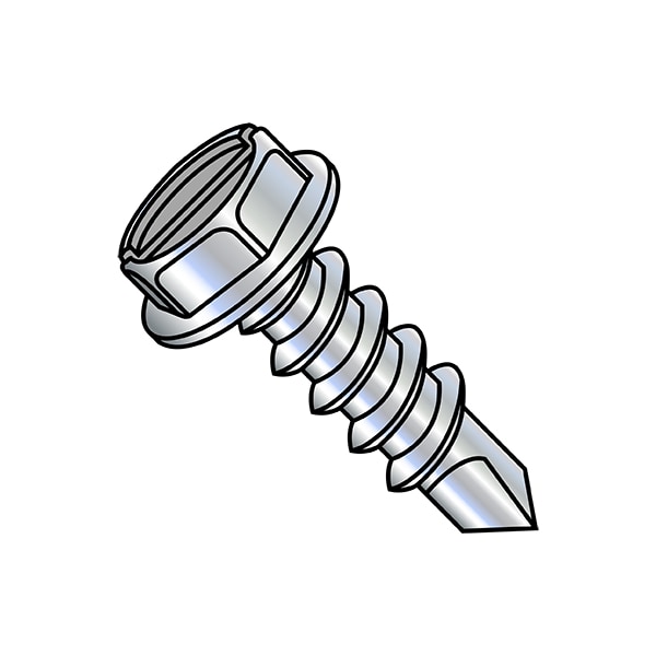 Self-Drilling Screw, 5/16"-12 x 3 in, Zinc Plated Steel Flange Hex Head External Hex Drive, 400 PK
