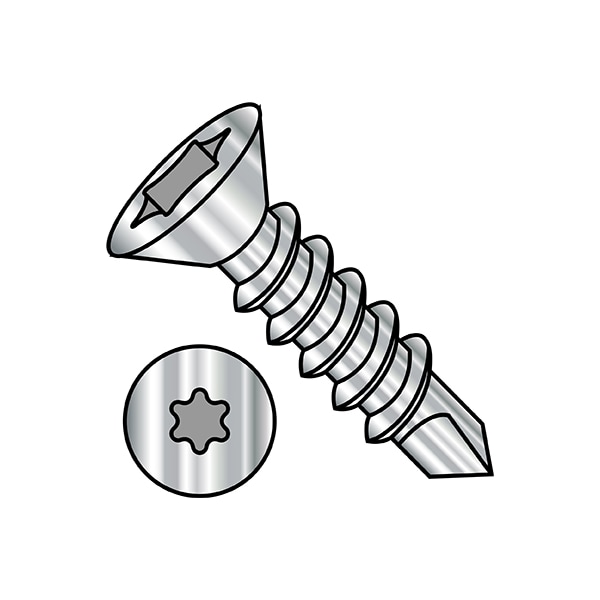 Self-Drilling Screw, 5/16"-12 x 1-1/2 in, Plain 18-8 Stainless Steel Flat Head Torx Drive, 300 PK