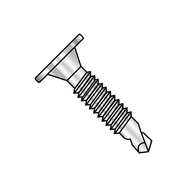 Self-Drilling Screw, 1/4"-20 x 1 in, Plain 18-8 Stainless Steel Wafer Head Phillips Drive, 1000 PK