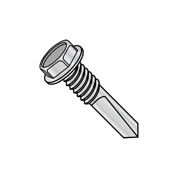 #12-24 x 1-1/2 in Hex Hex Machine Screw, Plain Steel, 2000 PK