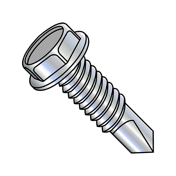 #10-24 x 1 in Hex Hex Machine Screw, Zinc Plated Steel, 5000 PK
