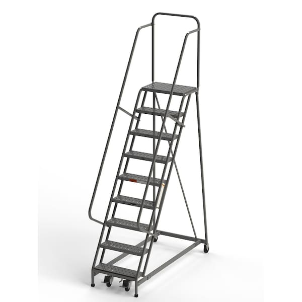 127" H Industrial Rolling Ladder (Square Tube), 9 Steps, 450 lb. Load Capacity