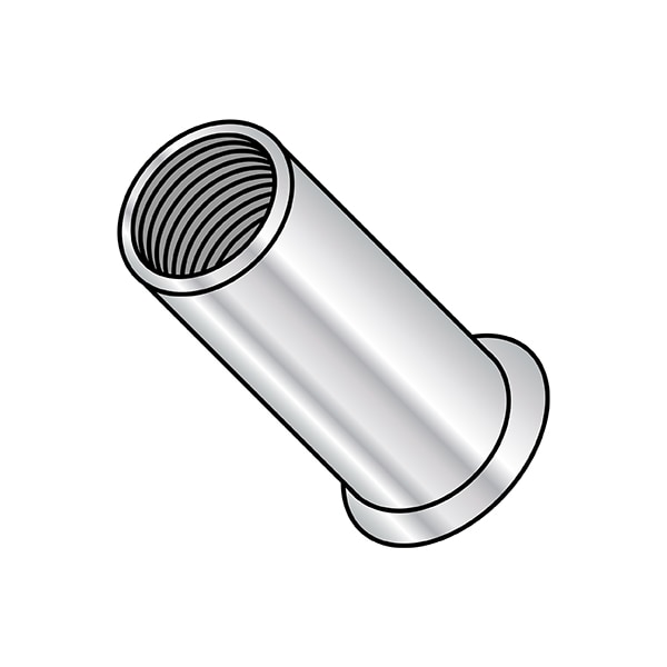 Rivet Nut, 3/8"-16 Thread Size, 0.510 in - 0.540 in Flange Dia., .690 in - .720 in L, Aluminum