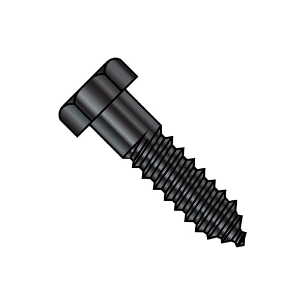 Lag Screw, 5/16 in, 5 in, Steel, Black Oxide Hex Hex Drive, 200 PK