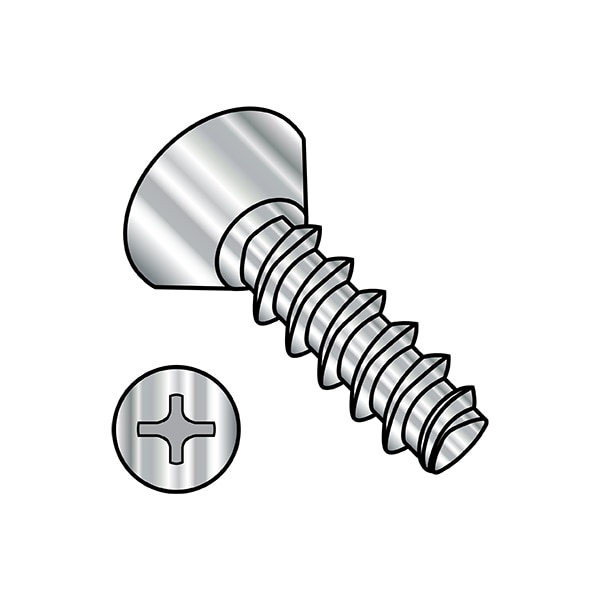 Thread Forming Screw, #8-16 x 1/2 in, Wax 18-8 Stainless Steel Flat Head Phillips Drive, 5000 PK