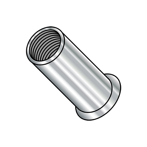 Rivet Nut, #8-32 Thread Size, 0.267 in - 0.287 in Flange Dia., .385 in - .415 in L, Stainless Steel