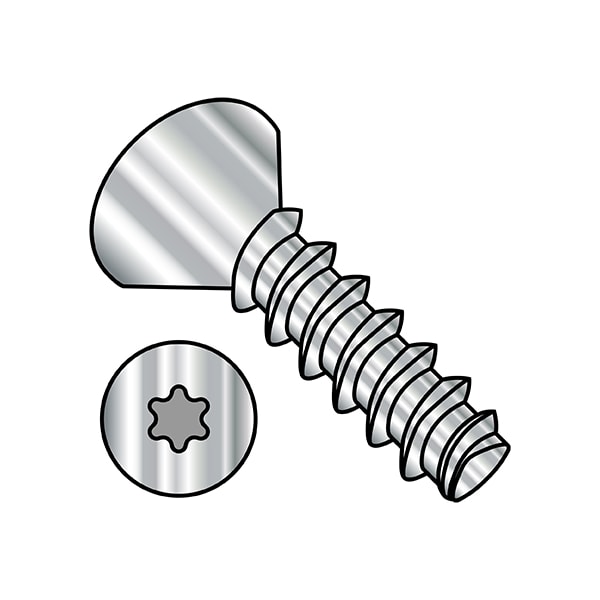 Thread Forming Screw, #8-16 x 1/2 in, Wax Stainless Steel Flat Head Torx Drive, 5000 PK