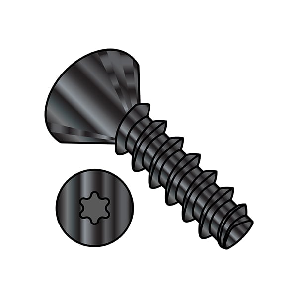 Thread Forming Screw, #8-16 x 1/2 in, Wax Steel Flat Head Torx Drive, 10000 PK