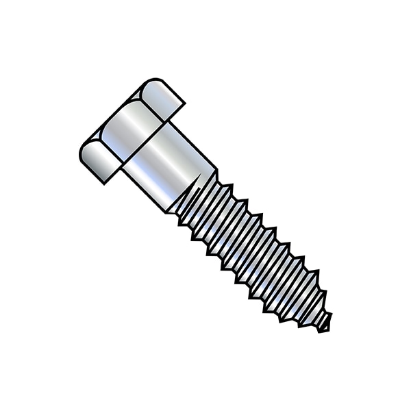 Lag Screw, 5/8 in, 4 in, Steel, Zinc Plated Hex Hex Drive, 50 PK