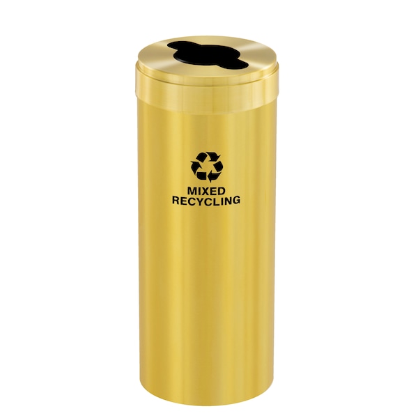 12 gal Round Recycling Bin, Satin Brass