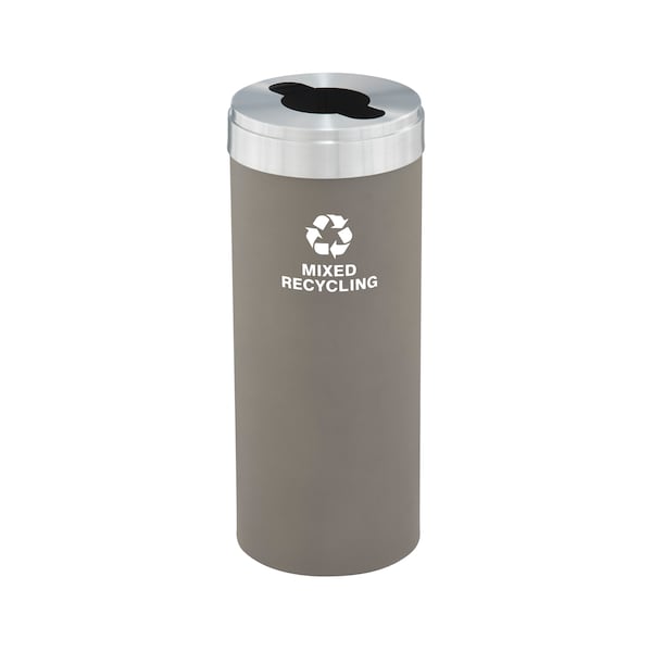 12 gal Round Recycling Bin, Nickel/Satin Aluminum
