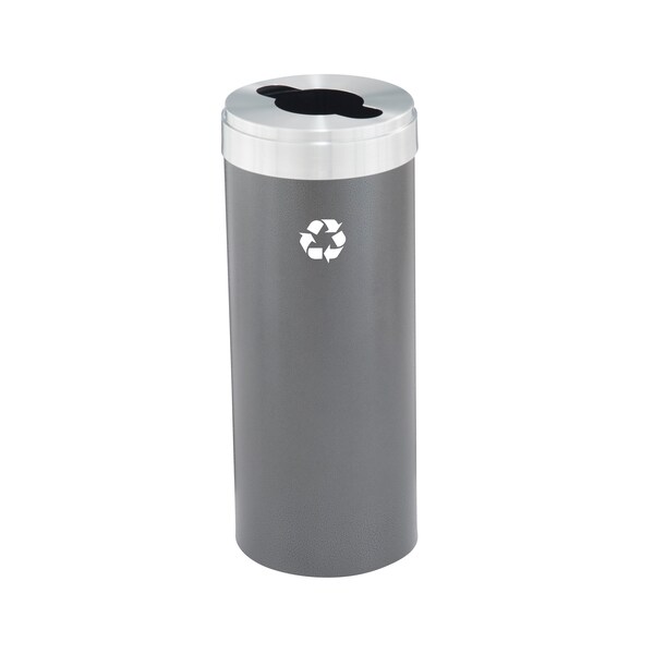 12 gal Round Recycling Bin, Silver Vein/Satin Aluminum