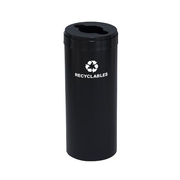 15 gal Round Recycling Bin, Satin Black