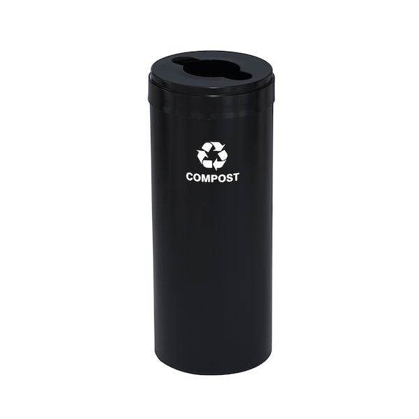 15 gal Round Recycling Bin, Satin Black