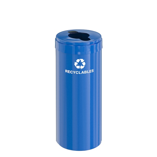 15 gal Round Recycling Bin, Blue