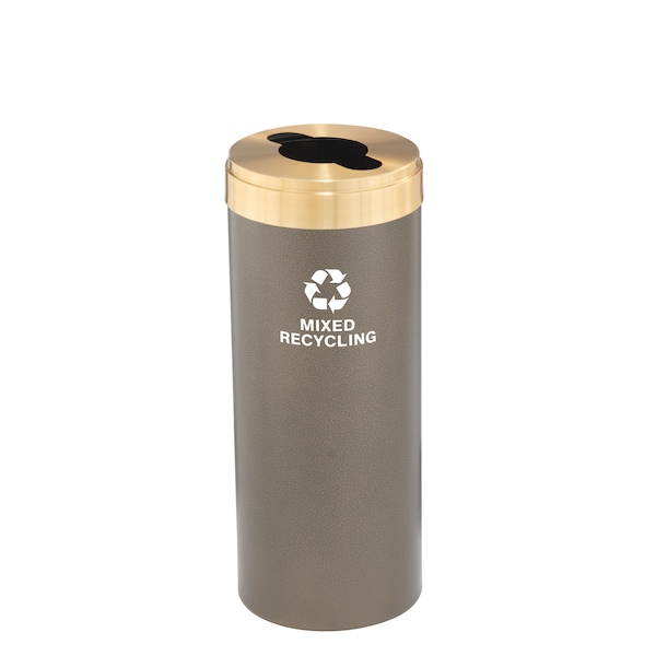 15 gal Round Recycling Bin, Bronze Vein/Satin Brass